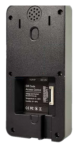 Q9 terminal, rear view, showing the terminal block and USB port